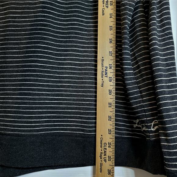 VTG Life is Good Sweatshirt Top Sz Large Black Pinstripe Long Sleeve Pullover - Picture 8 of 9